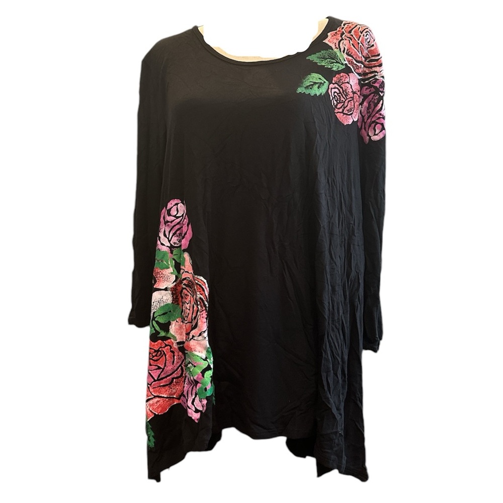 New Raffi Hand-Painted Bed of Roses Blouse Size Medium